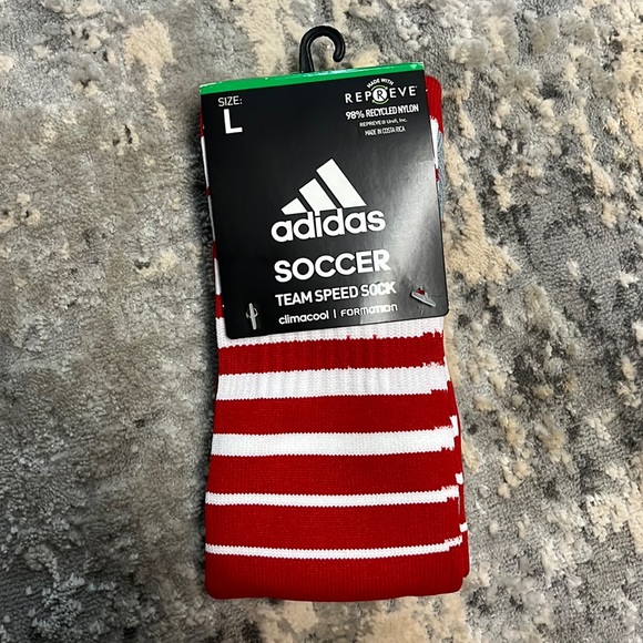 Red Adidas Large Soccer Socks - Picture 1 of 3